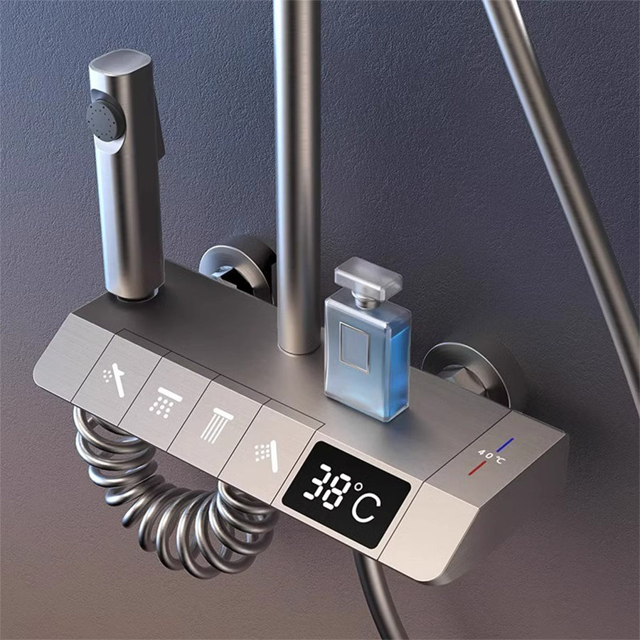 Duschsystem mit Thermostat, LED Digitalanzeige Mischbatterie
