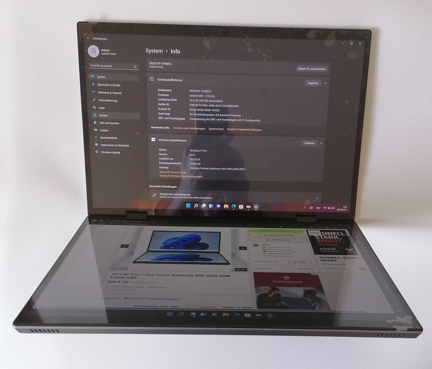 YOGA BOOK 14''+14'' 2 in 1 Duo Touch Notebook N95 32GB 512Gb SSD