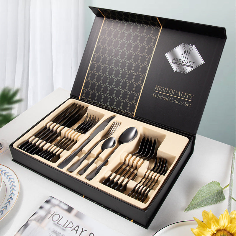 24 Stück Luxus Besteck Set mit Box 5 Farben Auswahl