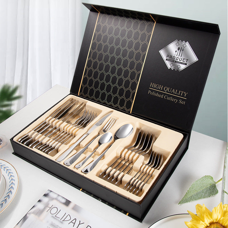 24 Stück Luxus Besteck Set mit Box 5 Farben Auswahl