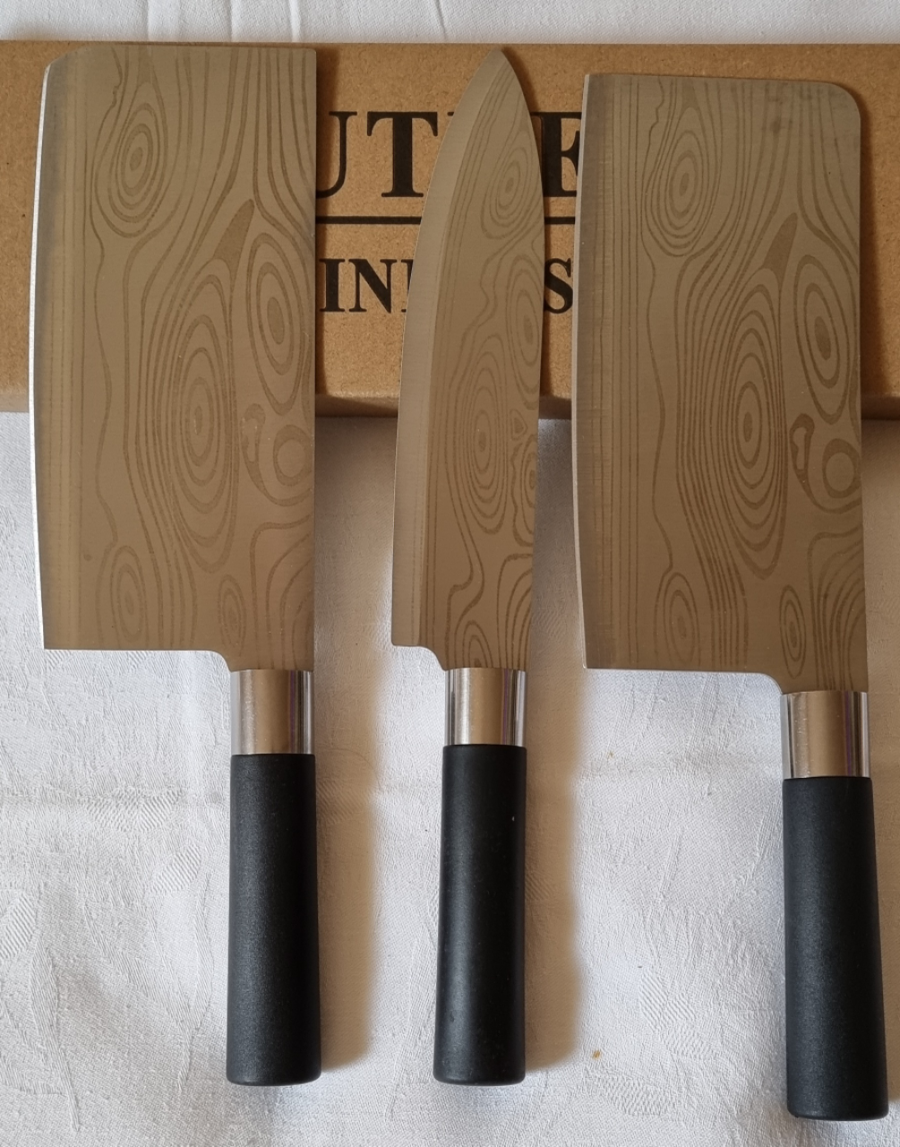 3 Profi Küchenmesser Set Edelstahl Damaskus Muster