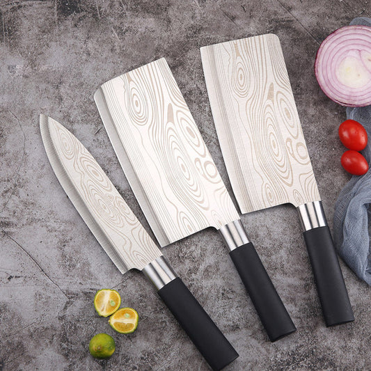 3 Profi Küchenmesser Set Edelstahl Damaskus Muster